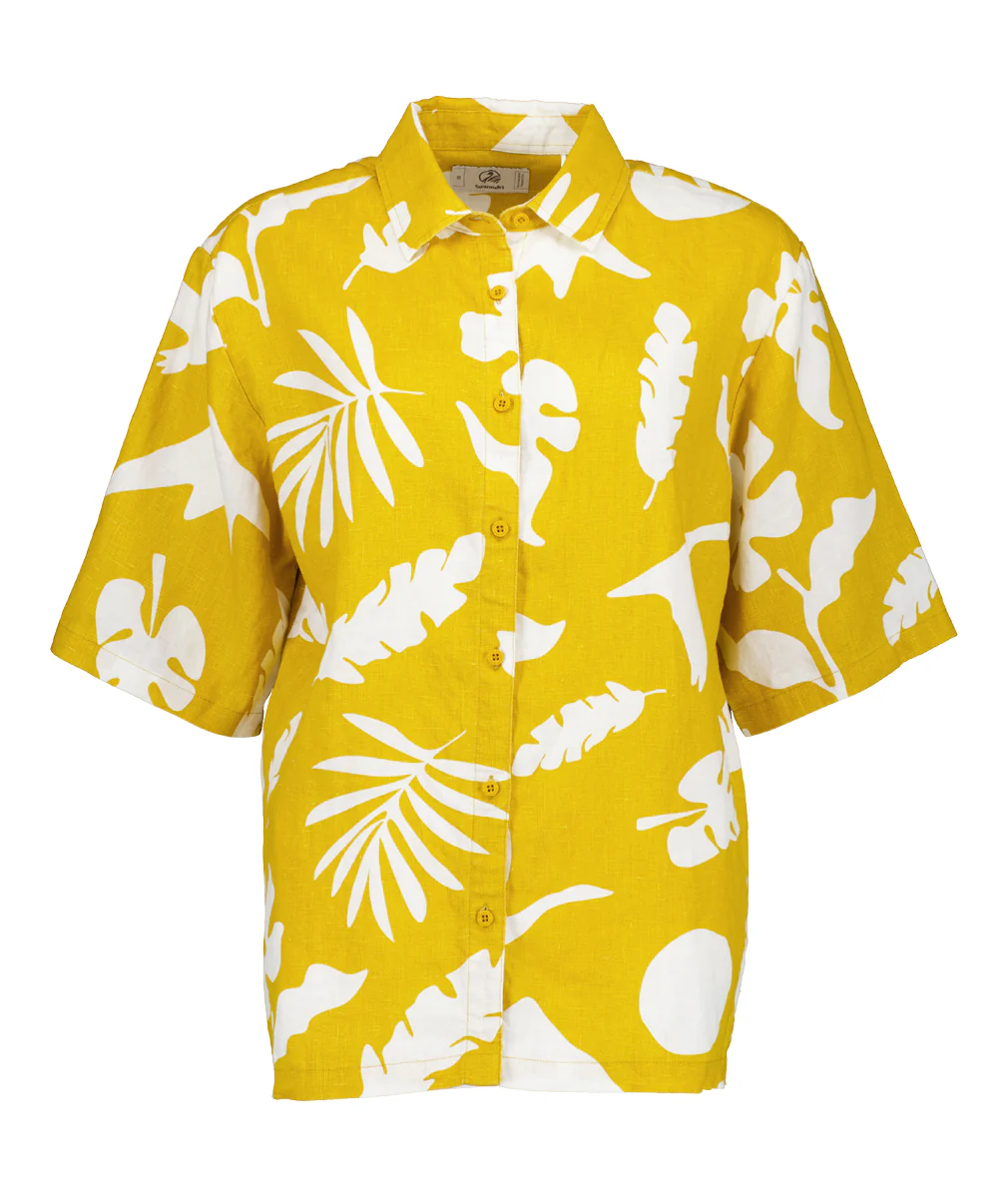 Women's Leafage Linen Short Sleeve Shirt - Image 5