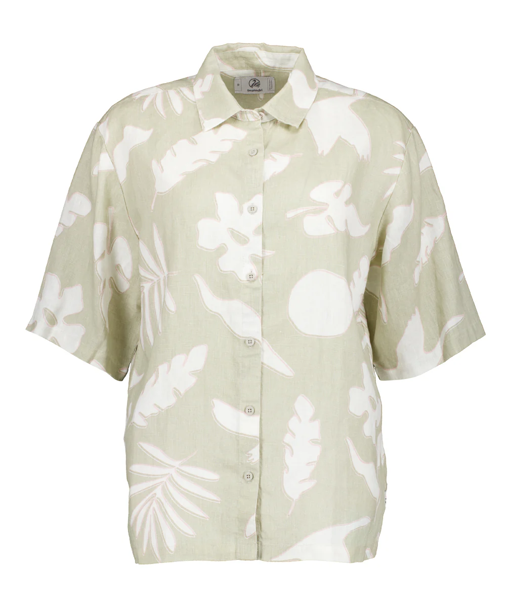 Women's Leafage Linen Short Sleeve Shirt - Image 6
